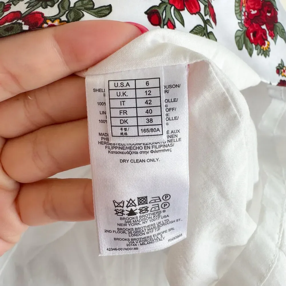 Brooks Brothers Red Fleece White + Red Floral Print Sleeveless Mini Dress 6 - Picture 5 of 9